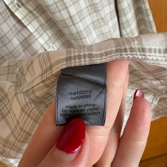 John Varvatos Mens Tan White Plaid Cotton Button Down Shirt Small - Picture 5 of 9